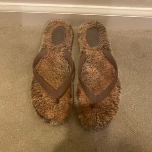 Brown Ugg Fuzzy Flip Flops